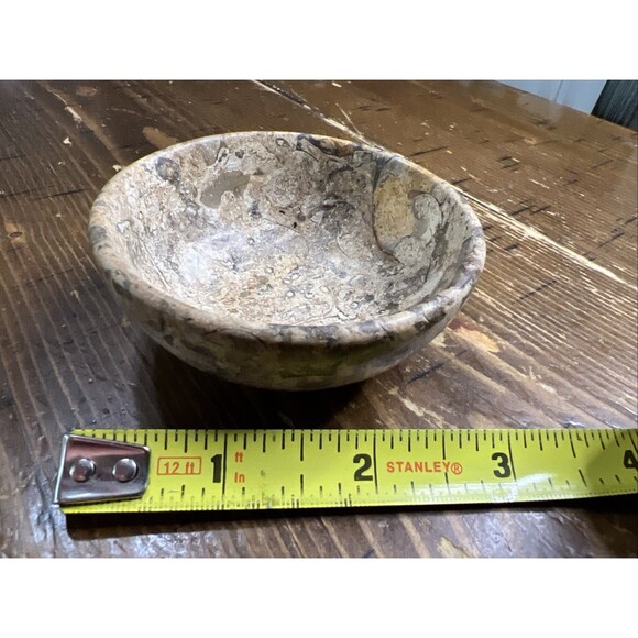 Classic 3 inch Fossil Stone Decorative Bowl/Trinket Dish , No Chips/Cracks - Picture 5 of 6